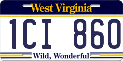 WV license plate 1CI860
