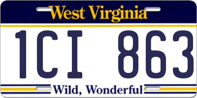 WV license plate 1CI863