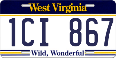 WV license plate 1CI867