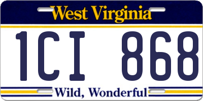 WV license plate 1CI868