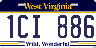 WV license plate 1CI886