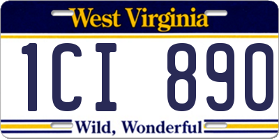 WV license plate 1CI890