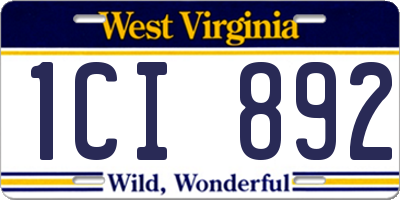 WV license plate 1CI892