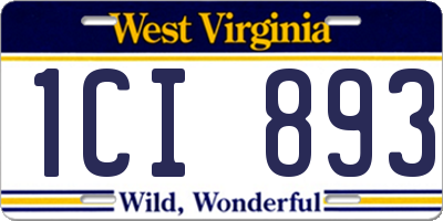 WV license plate 1CI893