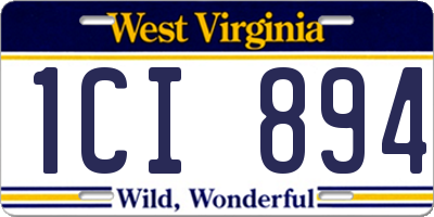 WV license plate 1CI894