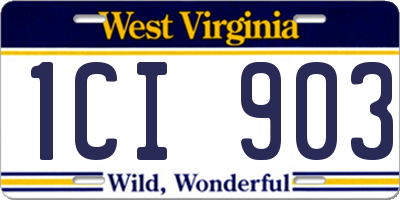 WV license plate 1CI903