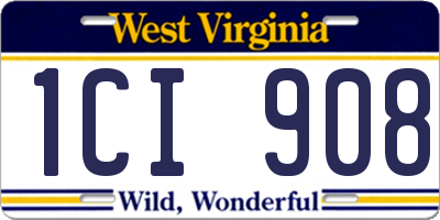 WV license plate 1CI908