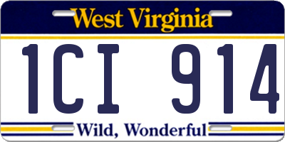 WV license plate 1CI914