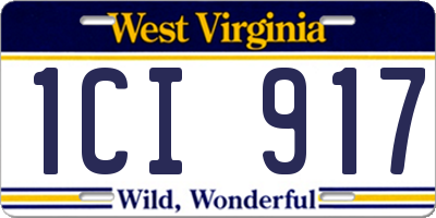 WV license plate 1CI917