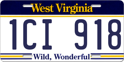 WV license plate 1CI918