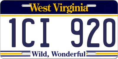 WV license plate 1CI920