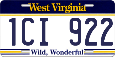 WV license plate 1CI922