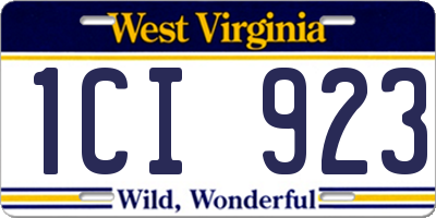 WV license plate 1CI923