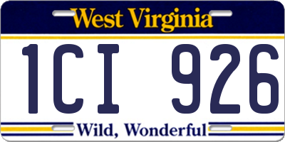 WV license plate 1CI926