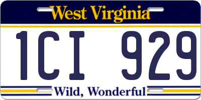 WV license plate 1CI929