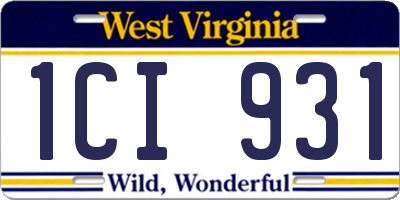 WV license plate 1CI931