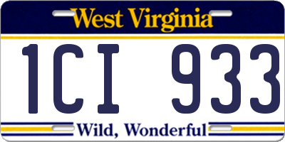 WV license plate 1CI933