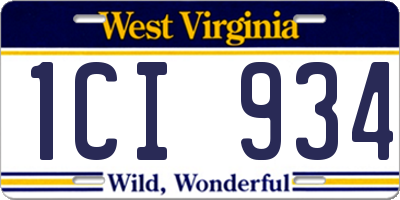 WV license plate 1CI934
