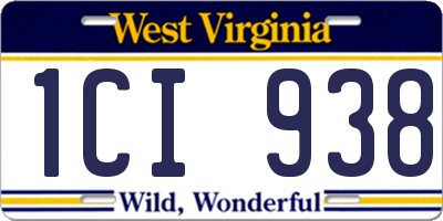 WV license plate 1CI938