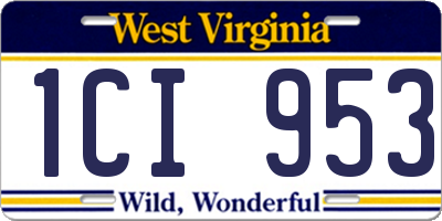 WV license plate 1CI953