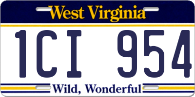 WV license plate 1CI954