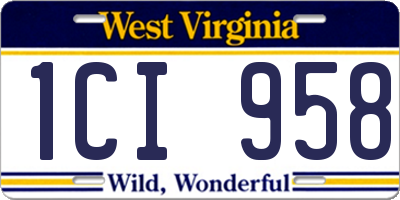 WV license plate 1CI958