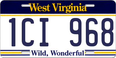 WV license plate 1CI968