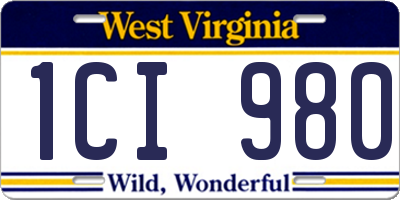 WV license plate 1CI980