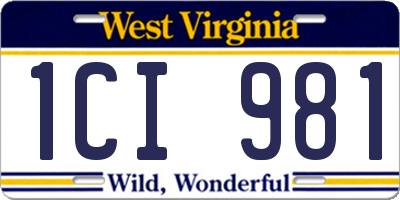 WV license plate 1CI981