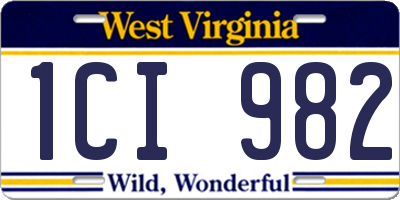 WV license plate 1CI982