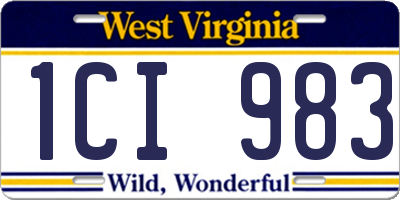 WV license plate 1CI983