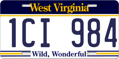 WV license plate 1CI984
