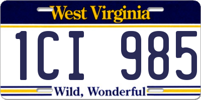 WV license plate 1CI985