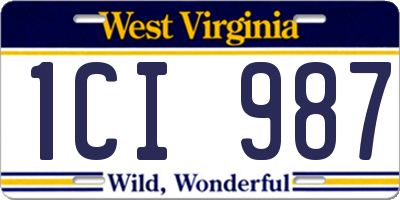 WV license plate 1CI987