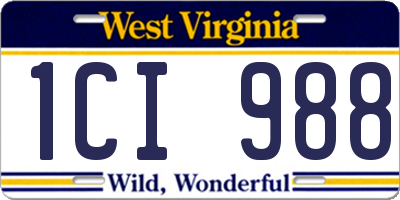 WV license plate 1CI988