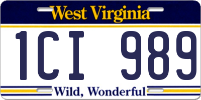WV license plate 1CI989