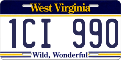 WV license plate 1CI990