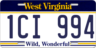 WV license plate 1CI994