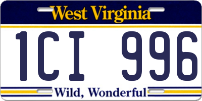 WV license plate 1CI996