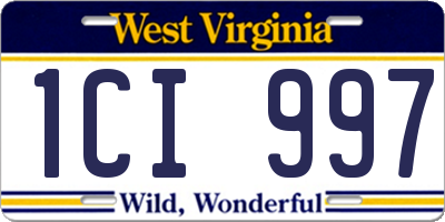 WV license plate 1CI997