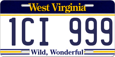 WV license plate 1CI999