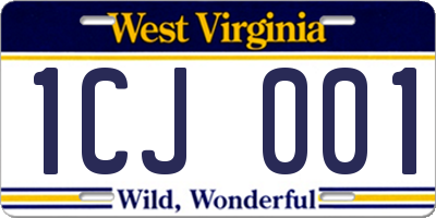 WV license plate 1CJ001