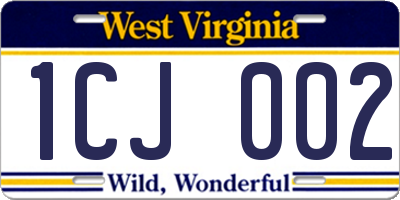 WV license plate 1CJ002