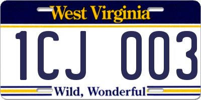 WV license plate 1CJ003