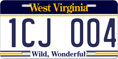 WV license plate 1CJ004