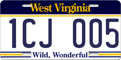 WV license plate 1CJ005