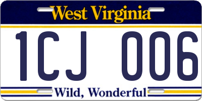 WV license plate 1CJ006