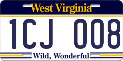 WV license plate 1CJ008