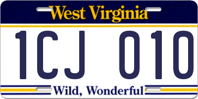 WV license plate 1CJ010