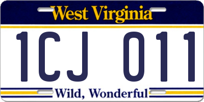 WV license plate 1CJ011